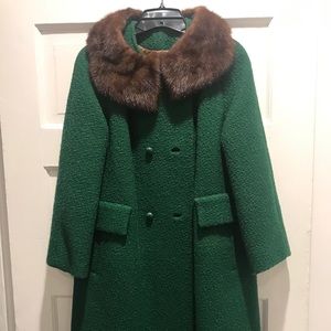 Vintage 1950 emerald green coat,